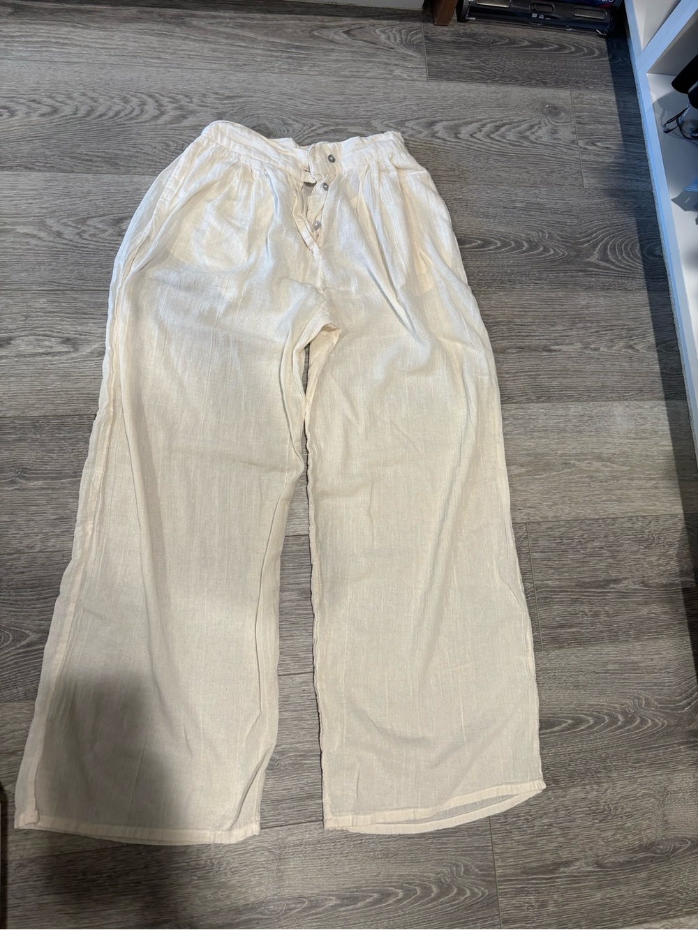 Jen's Pirate Booty Cream Wide-Leg Linen Pants